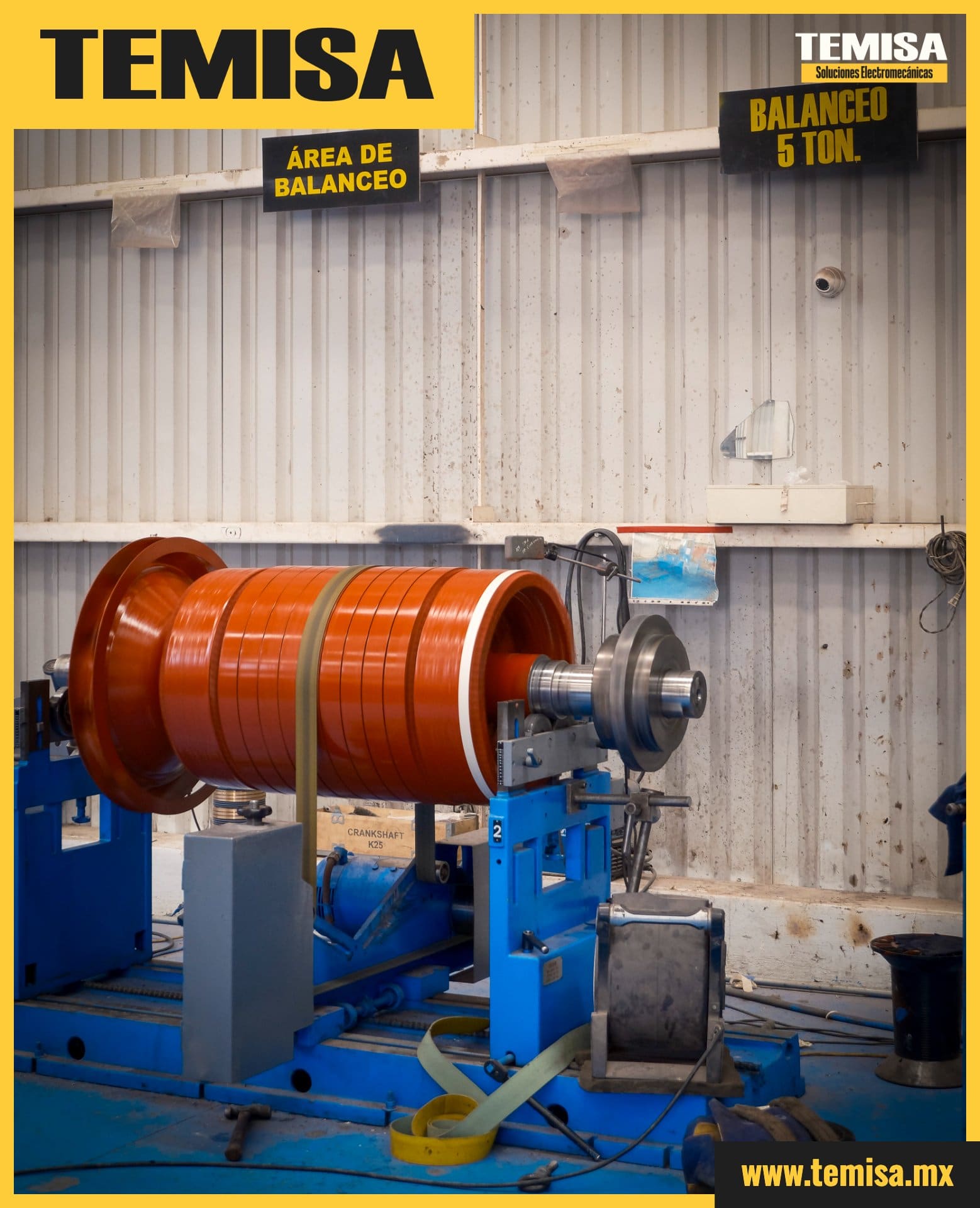 Rotor en máquina de balanceo dinámico de 5 toneladas
