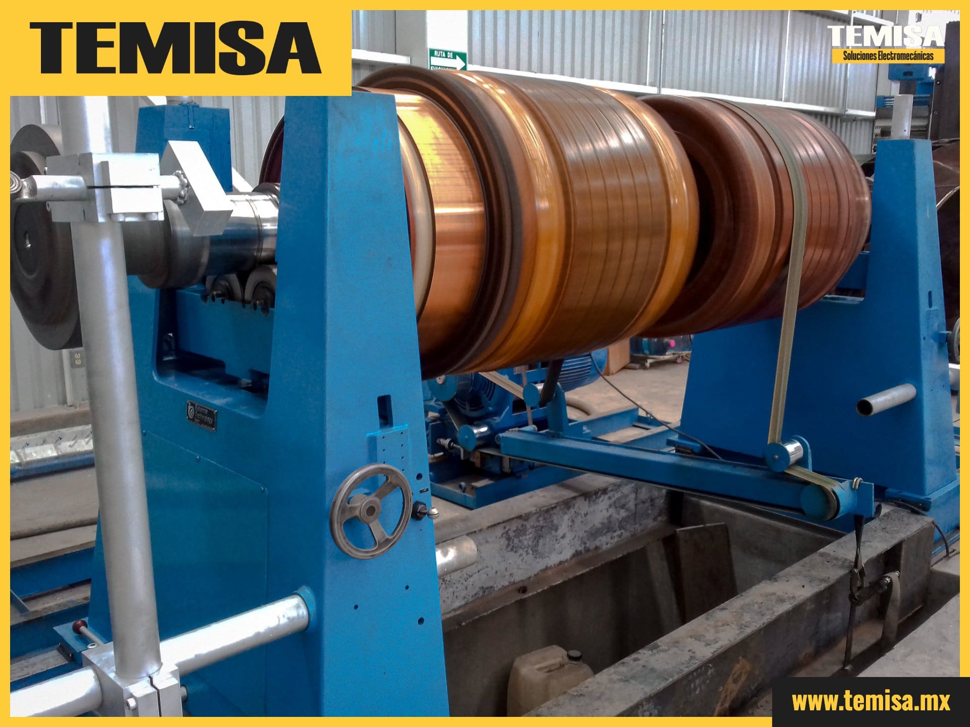 Rotor bobinado de cobre en máquina de balanceo dinámico