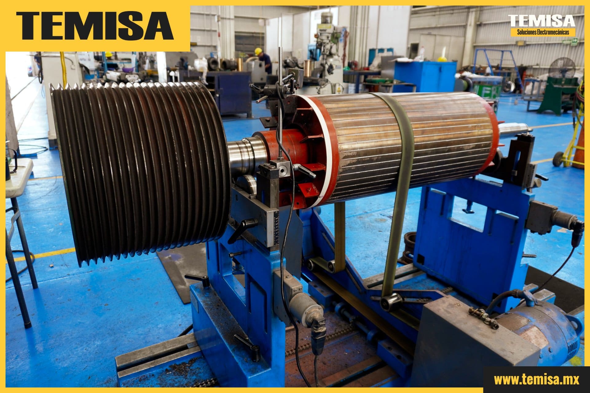 Rotor de jaula de ardilla en máquina de balanceo dinámico
