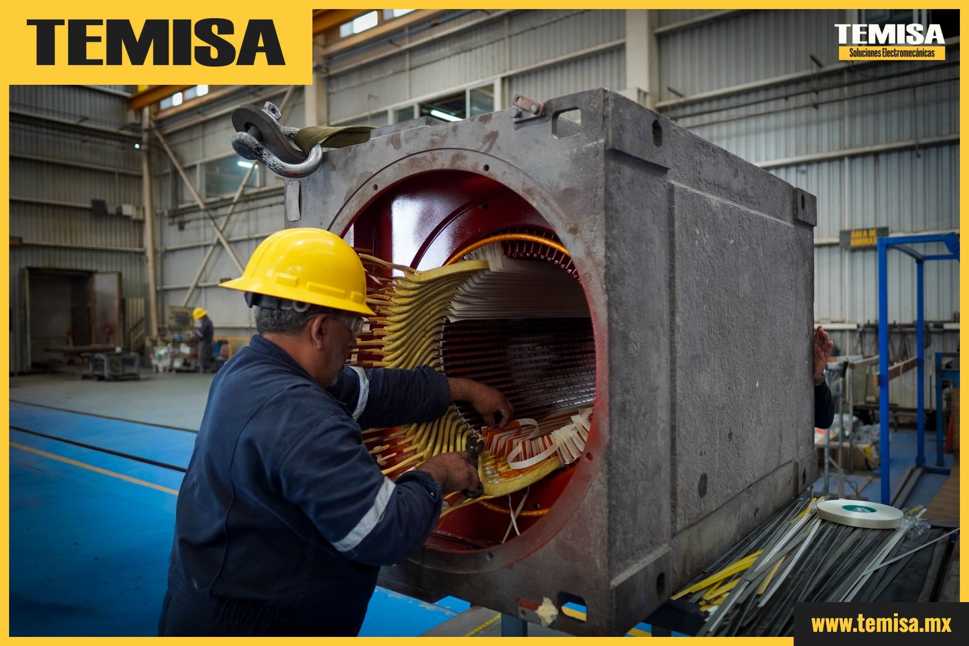 Verificación con galgas del apriete del núcleo de un motor de alta tensión